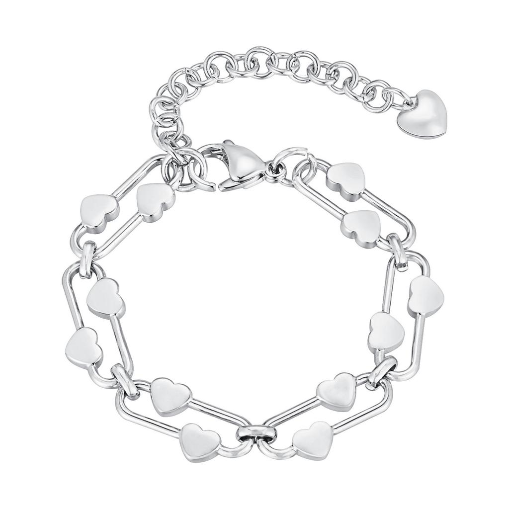Waterproof Heart Chain Paperclip Link Bracelet For Women, Statement Stainless Steel Adjustable, Non Tarnish Jewelry