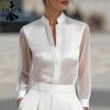 Women's Fashion Casual Spring Autumn Solid Color Print Long Sleeve V-Neck Blouses & Shirts