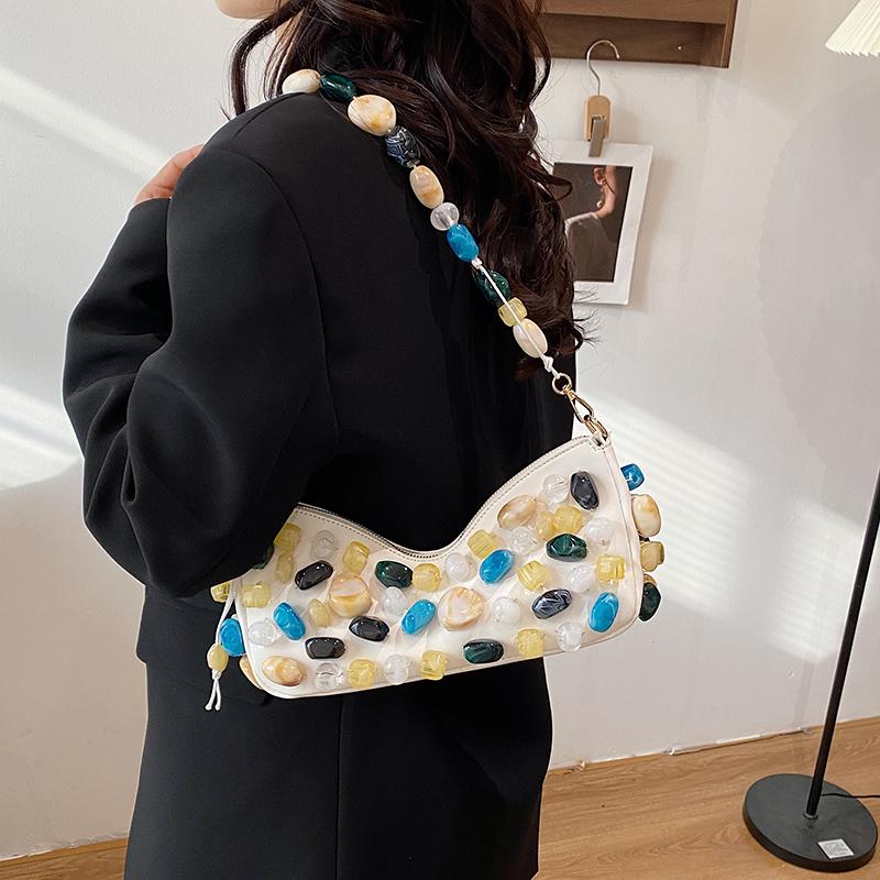 2026 Spring & Summer Creative Fashionable New PU Square Shoulder Bags Exquisite Beading Hot Trendy Crossbody Bags for Women