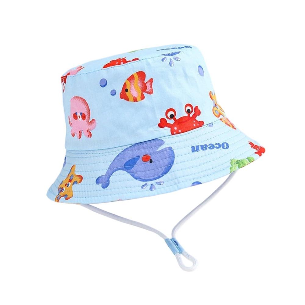 Fashion Summer Bucket Hat Uv Protection Breathable Sun Cap Adjustable Cartoon Beach Hat Infant