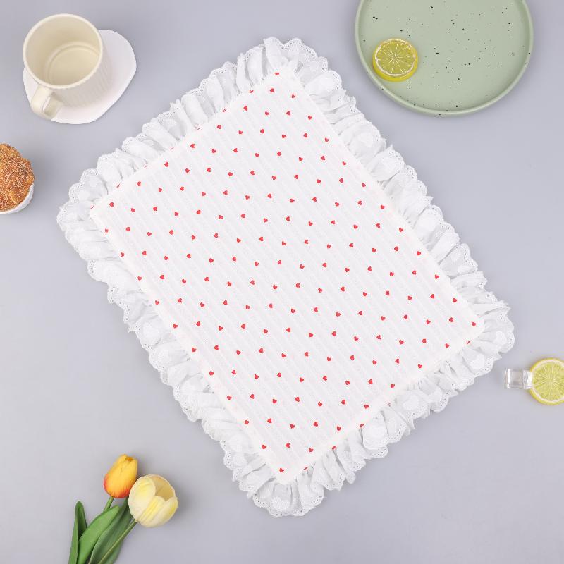 Heart Lace Ruffled Placemats Table Napkins Vintage Style Romantic Wedding Party Home Dining Decoration Accessories