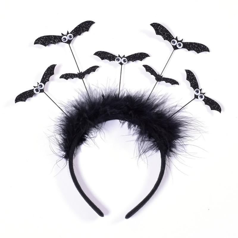 Gothics Sequins Bat Hairband for Adult Kids Cosplay Party Costume Day of the Death Bat Headpiece Halloween Accessories