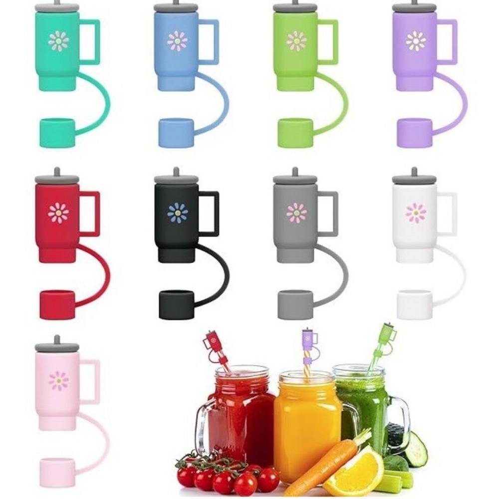 5 pieces of straw cap, reusable, easy to clean silicone straw cap, suitable for 10mm diameter straw cute decorative accessories