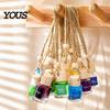 Compact Car Air Diffuser Hanging Aromatherapy, Glass Bottle with Volatile Wooden Stopper Diffuser, Portable Perfume Essential Oil Freshener
