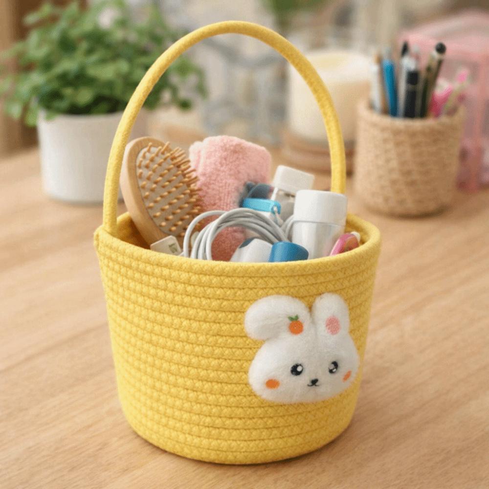 Hand-Woven Easter Gift Basket Cotton Thread Gift Storage Basket Handheld Woven Basket  Gift Giving