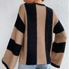 New knitted sweater top crew neck striped design sense niche sweater jacket women