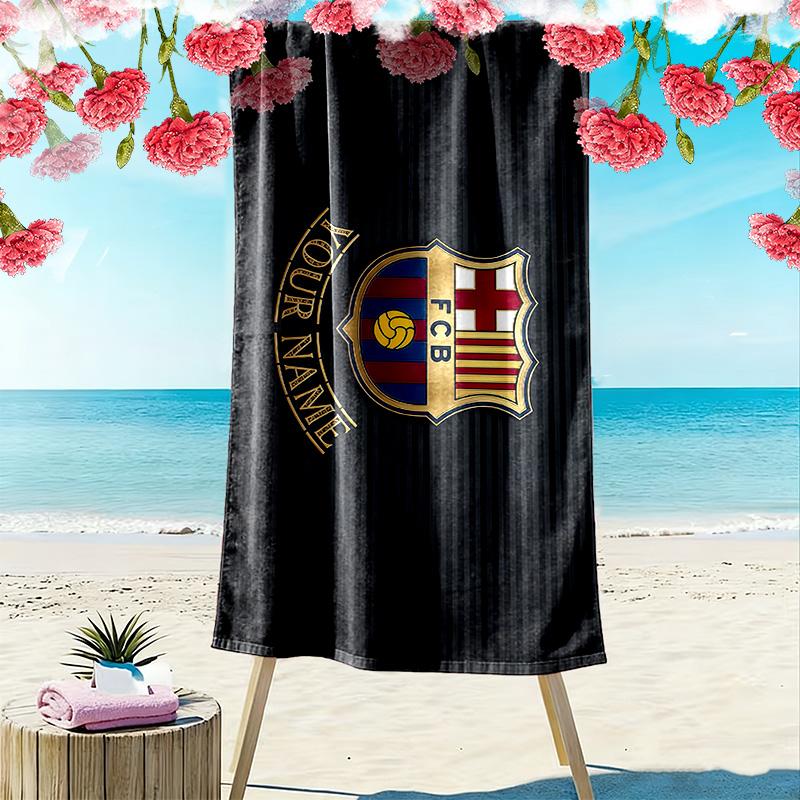 FC Barcelona Print Beach Towel, Large Soft Quick Dry Towel for Beach Camping Swimming