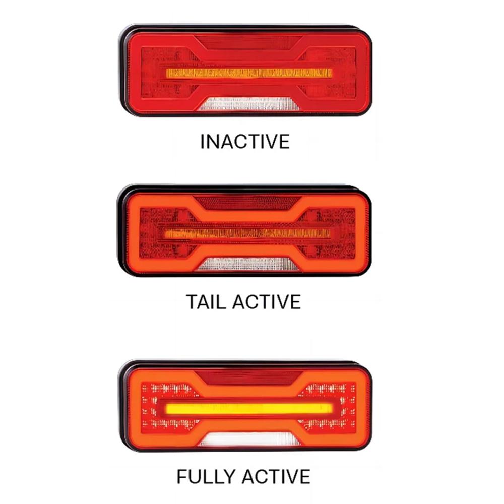 2Pcs 12V 24V LED Combination Rear Tail Light Turn Signal Brake Reverse Flowing Lamp Waterproof Trailer Truck Tractor Caravan