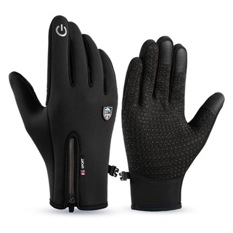 

Winter cycling gloves men and women windproof waterproof velvet warm touch screen skiing driving outdoor sports gloves XL