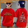 Cool Christmas Car Cartoon Print Boy Round Neck Fitted Top