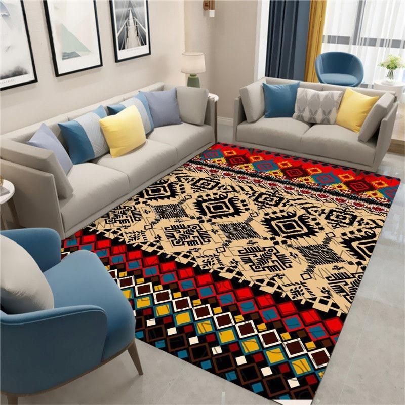 Vintage Böhmischer Ethno-Stil Teppich Wohnzimmer Schlafzimmer Bettseite Arbeitszimmer Eingangstürmatte Rutschfest Heimdekoration Teppich