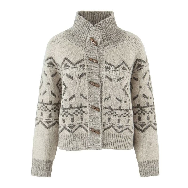 Jnleaog Autumn New Women's Clothing Fashion Style Stylish Fashion Lazy Fancy Jacquard Knitting Outwear