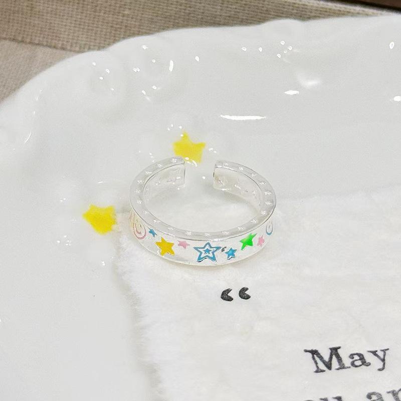 Dopamine Sweet Cool Wind Dinosaur Letter Graffiti Open Ring Childlike Cute Sweet Niche Ring