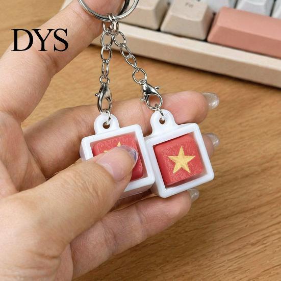 Tactile Mechanical Switch Clicker Five-Star Red Flag Keyboard Fidget Toy, 3D Printed Decompression Button Fun Desk Toy for Stress Reduction Keychain,
