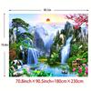 Chinese Feng Shui Waterfall Mountain Backdrop, Lucky Koi & Pine Tree Photography Background