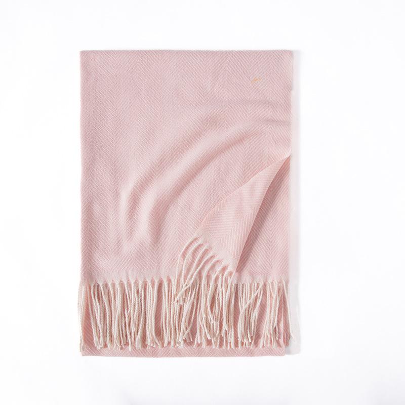Solid Color Scarf Wavy Light Striped New Scarf Women's Winter Fresh and Sweet Macaron Monochrome Mid Length Scarf