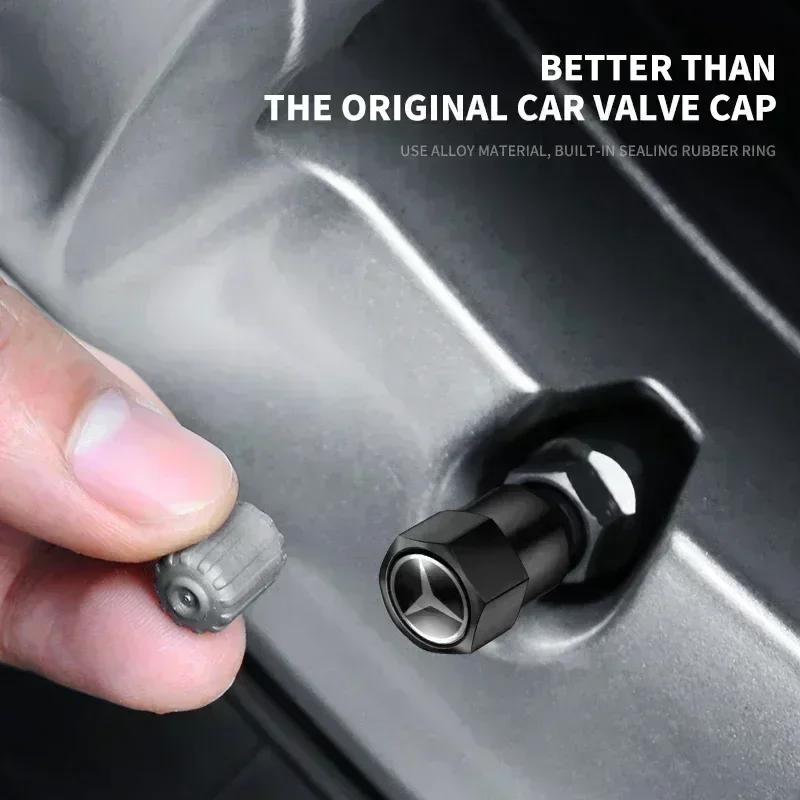 CDR4 4PCS Car Badge Wheel Tires Valve Caps Metal Tyre Dust Covers For Mercedes Benz Amg W204 W213 W205 W211 W212 W176 W205 W203