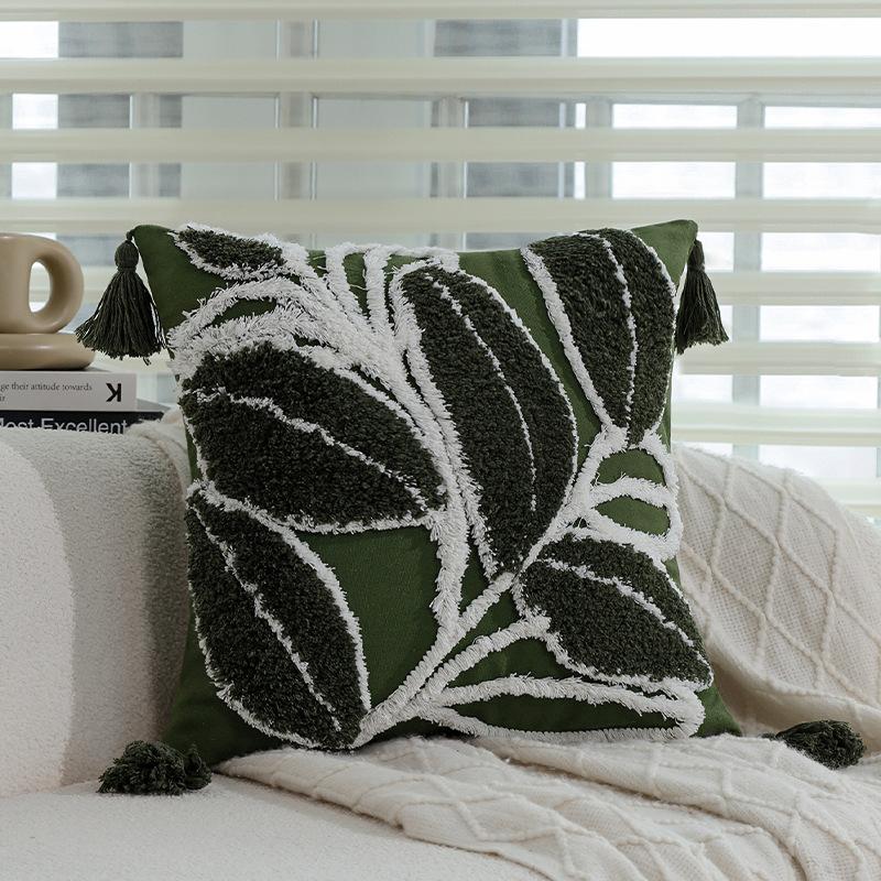 Retro Green Pillow Sofa Pillow Case Bedside Pillow Waist Pillow Model Room B&B Hotel Soft Decoration