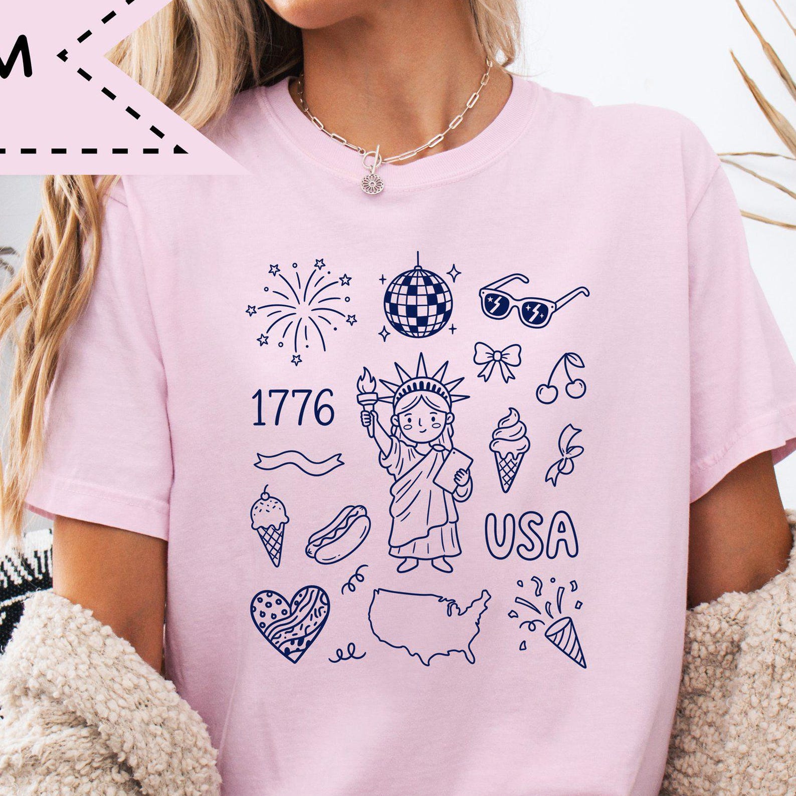 Patriotic Freedom Tee, 1776 USA Graphic Shirt, Comfort Colors® Independence Day Top, Minimalistic Patriotic Shirt 3XL