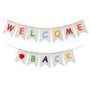 BESTOYARD 335M Welcome Back Banner Jute Bunting Banner Sign Backdrop for School Home Office Banner for School