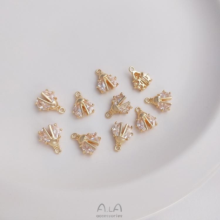 14K Gold-Filled Zircon Beetle Pendant for DIY Jewelry