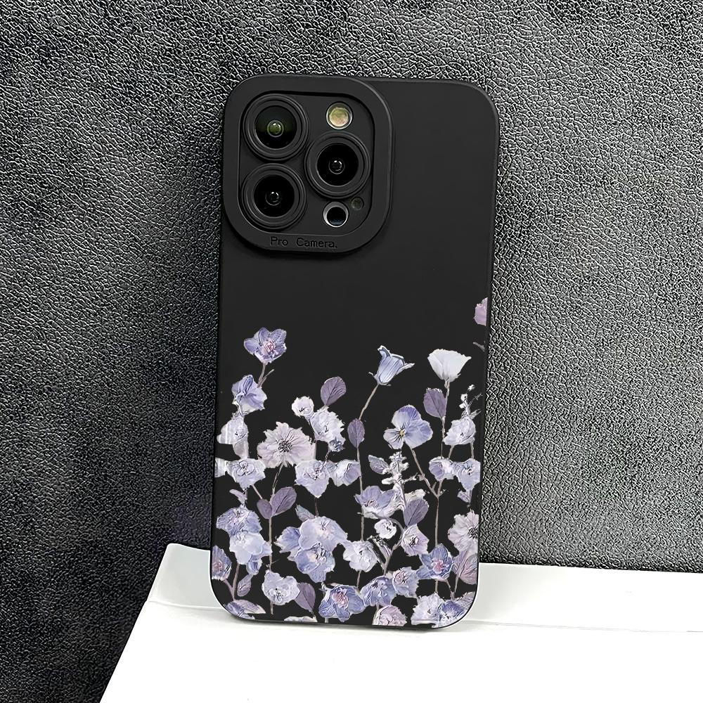 Purple Flower Pattern Phone Case Suitable for iPhone 17 16 15 14 13 12 11 Pro/Max/Plus Anti Drop and Shockproof Back Cover