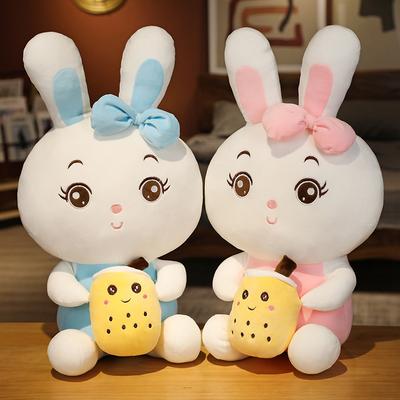 Non-Toxic 60Cm Creative Bubble Tea Rabbit Plush Toy Stuffed Animal Bunny Doll Soft Pillow Cup Milk Tea Boba Plushie Doll Birthday Gifts