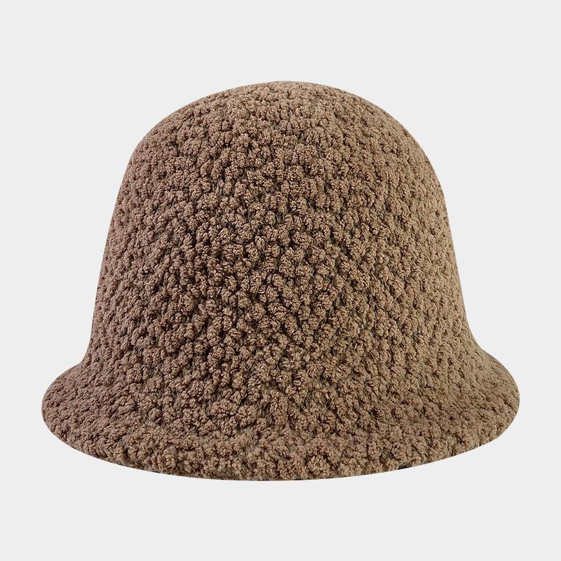 Women's Autumn and Winter Lamb Velvet Fisherman's Hat Korean Style Versatile Trendy Plush Warm Basin Hat Bucket Hat Show Small Face