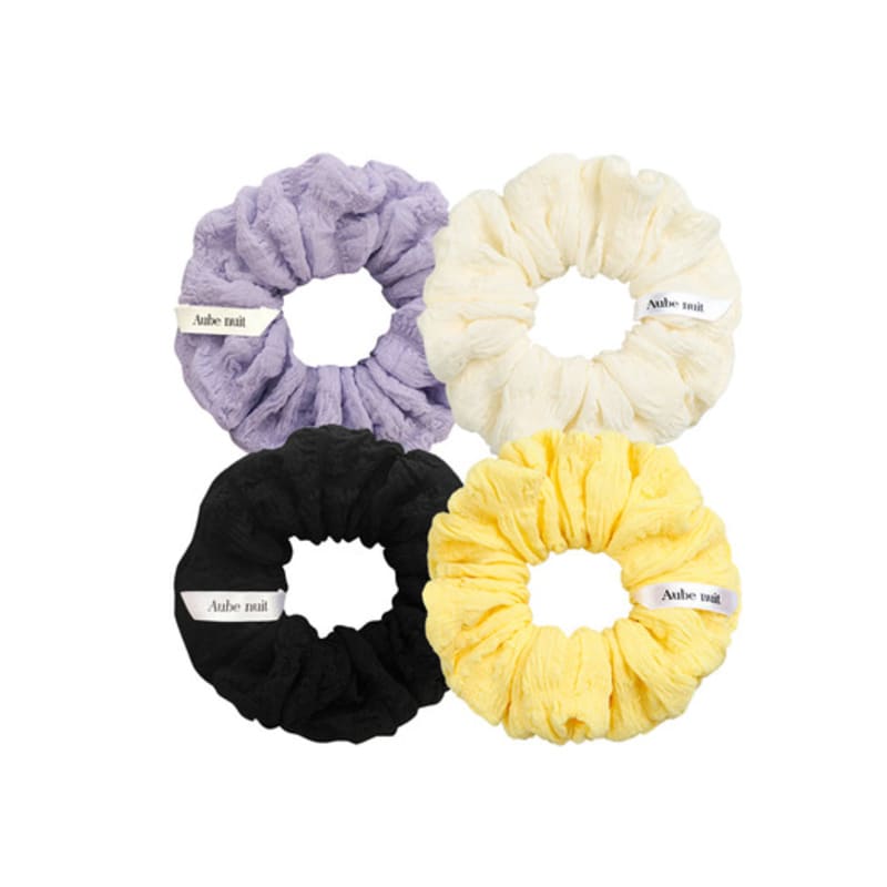 Aube nuit P Line Wrinkle Yellow Hair Scrunchie M