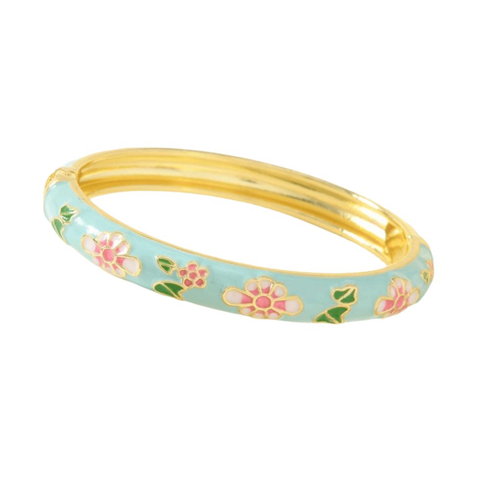 Elegant Enamel Bracelet Colorful Alloy Cloisonne Bangle Ethnic Floral Motifs Vintage Dropped Glaze Bracelet Party Jewelry