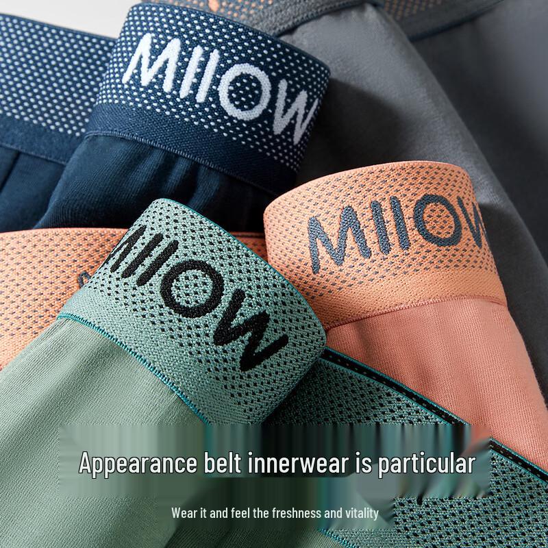 MaoRen Men's Cotton-Silk Antibacterial Boxer Briefs (4-Pack)