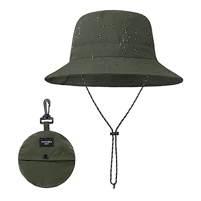 1Pc Summer Adjustable Fisherman Hat Quick Dry Waterproof Drawcord Bucket Hat Unisex Basin Foldable Storage Bucket Caps