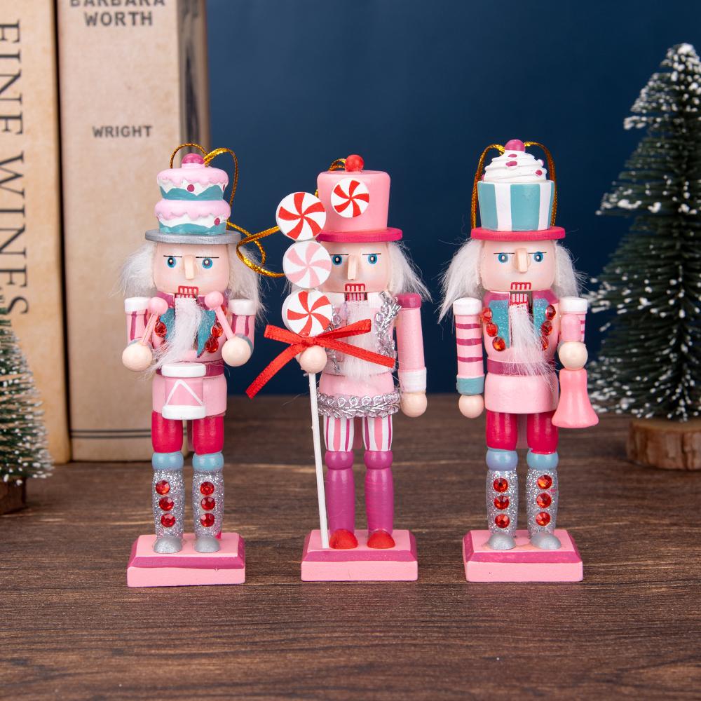 Pink Dessert-Style Nutcracker Ornament Set