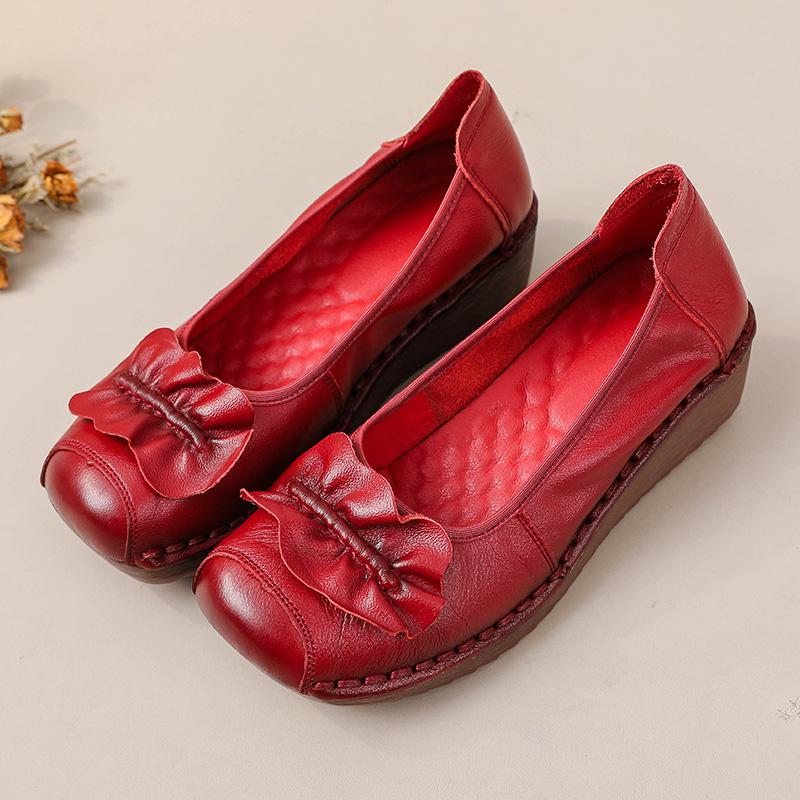 Mode Neu Frühling 3,5 cm Keilabsatz Ballerinas Damen Slipper Damenschuhe Luxus Loafer Damen Handgefertigte Vintage Mokassins Mama Schuhe