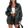 Women's Faux Leather Biker Jacket, Multi-Color Motorcycle Style Outerwear