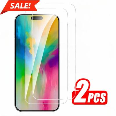 2 יחידות זכוכית מגן לאייפון 16 פרו מקס זכוכית מחוסמת HD iPhone16 i Phone 16 פלוס 16פרו מקס 5G 2024 סרטי מגן מסך