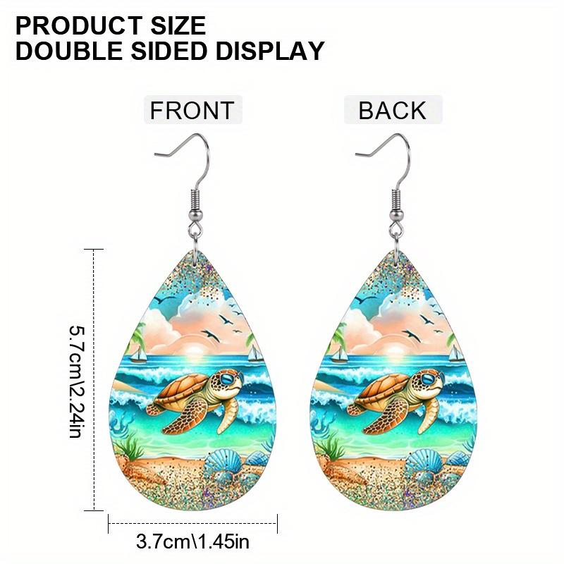 Ocean Style Coconut Tortoise PU Leather Earrings Fashion Earrings Holiday Gifts for Friends Party Fashion Accessories Elegant Earrings Party Earrings
