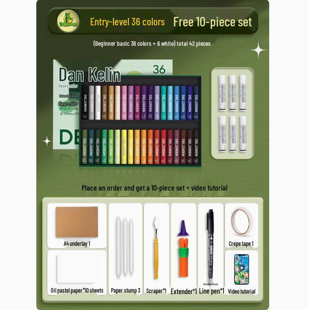 Dan Ke Lin Third Gen Super Soft 36-Color Oil Pastel Set - Advanced Gray White Oil-Based Crayons