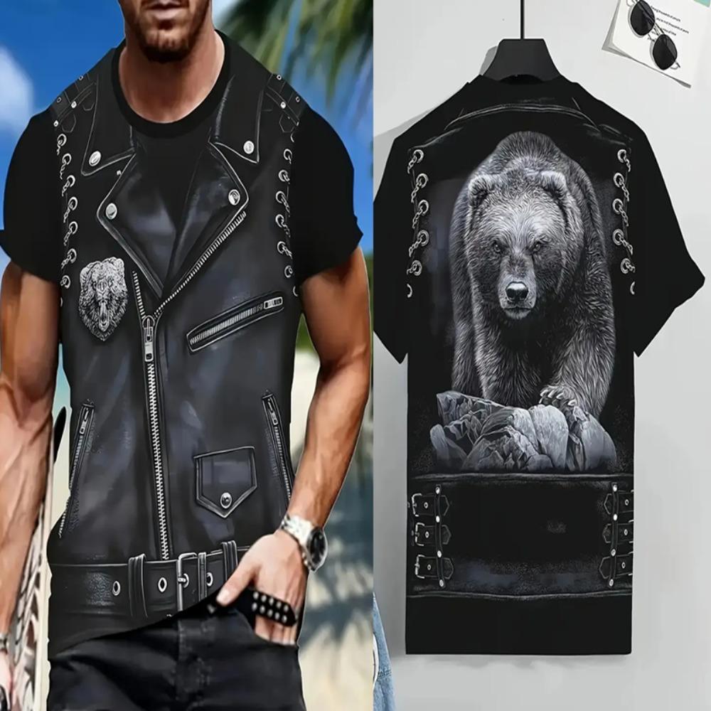 Men's Skeleton Graphic T-shirts Funny 3D Fake Jacket Print Men Women Punk Street Style T shirt Casual Outdoor Youth Tees Y2k Top