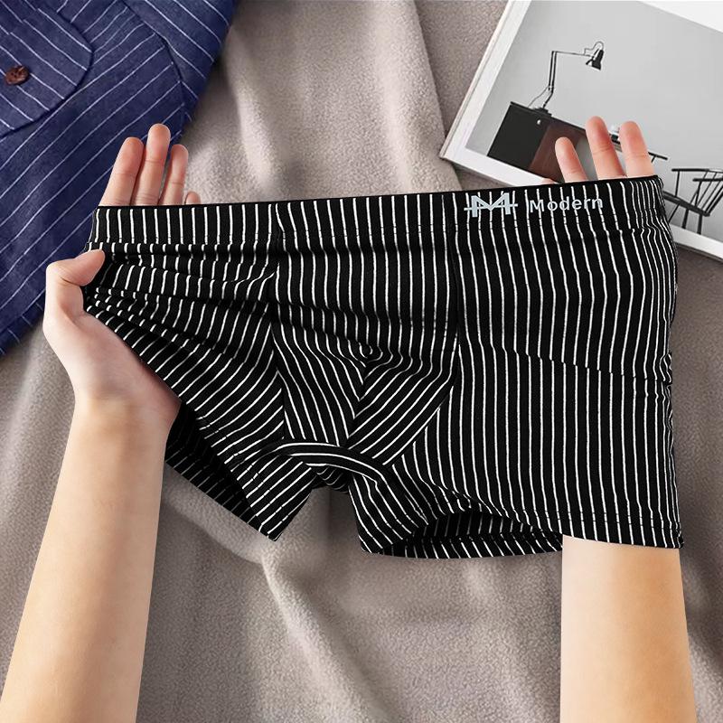 Striped Cotton Men's Boxer Briefs - Comfortable, Breathable Underwear for Teens and Adults