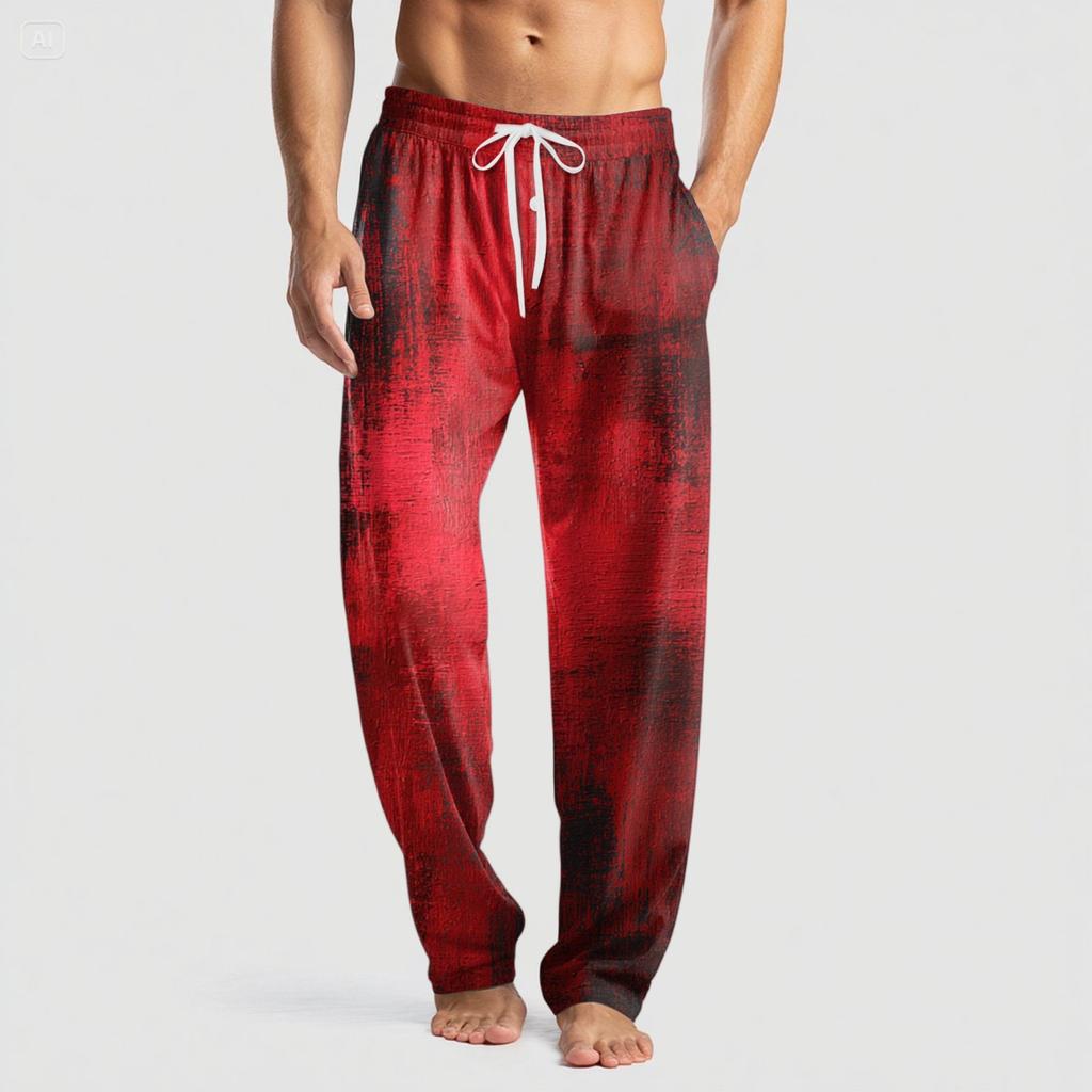 Men's Knitted Halloween Print Pocket Casual Pants Pajama Pants