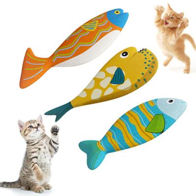 Ocean Fish Cat Toy Fabric Colorful Saury Cat Chew Toy Soft Stuffed Fish Kitten Kicker Teething Toy for Indoor Cats Boredom Relief