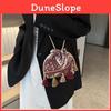 Bohemian Mini Bucket Bag With Canvas Interior For Street Fashion