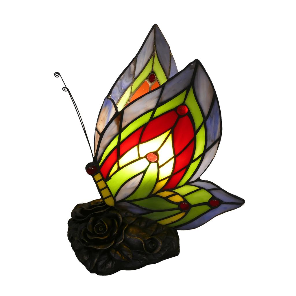 European Creative Stained Glass Butterfly Lamp Animal Bedroom Study DecorationTiffany Style Night Light for Home Room Decor Gift