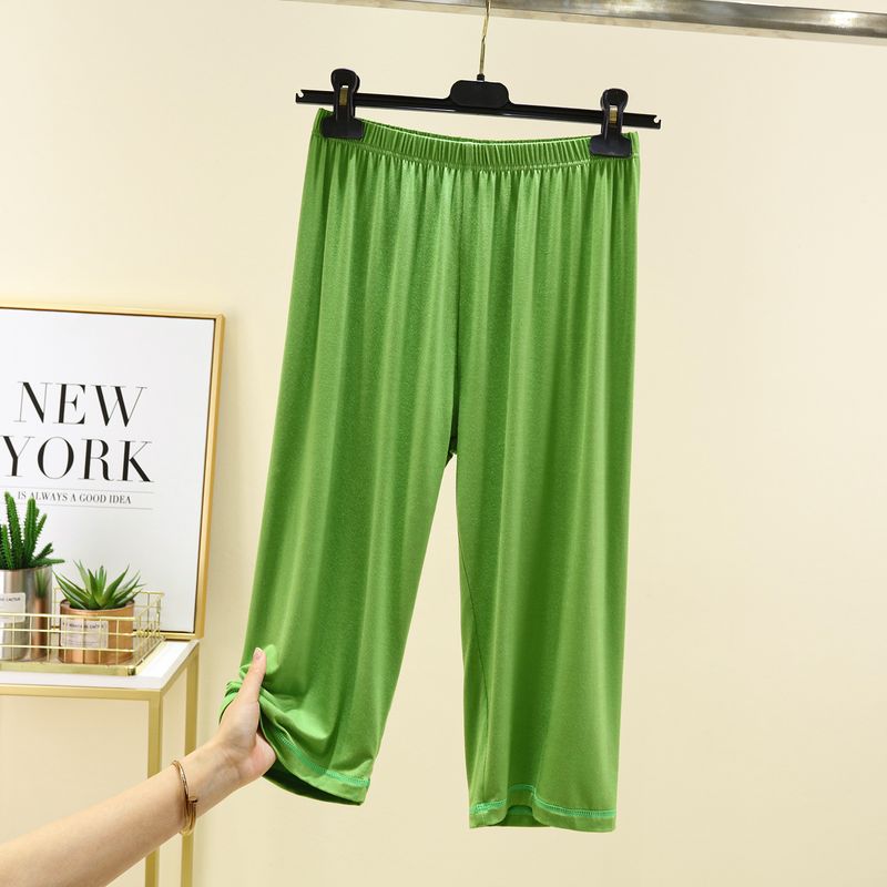 

Modal Cropped Casual Pants Women s Summer Thin Loose Home Wear Pajama Pants Thin Outwear Pure Color plus Size Wide Legs Shorts Grass Green XL (60.00 kg-70.00 kg recommended