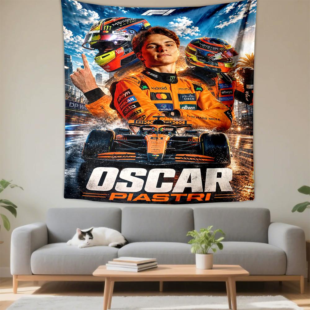 Oscar Piastri McLaren 81 Orange Car F1 Racing Fans Bohemian Tapestry for Fans Home Decor