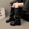 Thick-soled Long-leg Knight Boots Women's Shoes 2025 New Autumn and Winter Trousers Stacking Boots High-soled But Knee-thin Long Boots