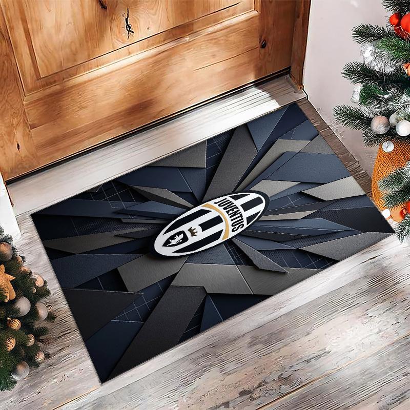Juventus FC bedruckter Flanell-Teppich rutschfest weicher Polyester-Bodenbelag Indoor-Dekormatte für Schlafzimmer Wohnzimmer Sofa