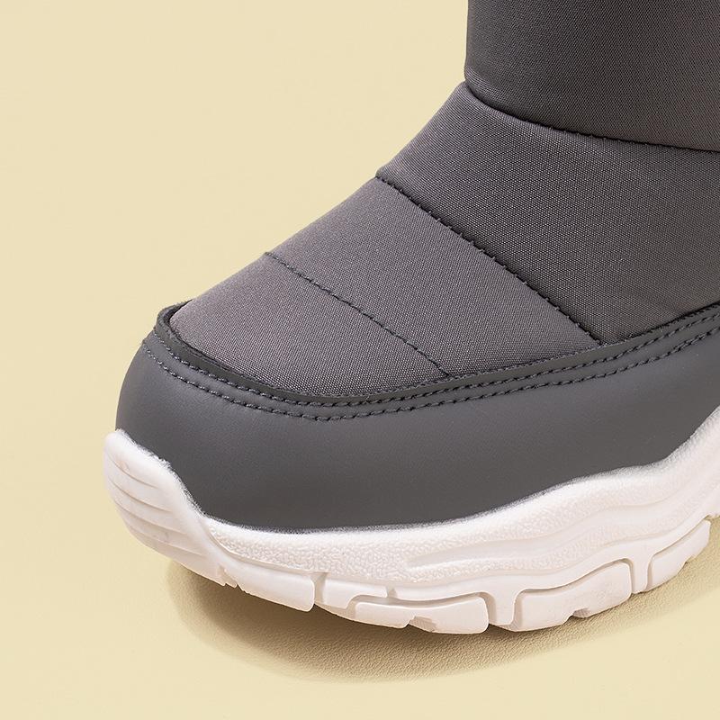 New Winter Model Children's Boots with Back Velcro and Fleece Lining for Warmth, Casual Sports Snow Boots for Older Children