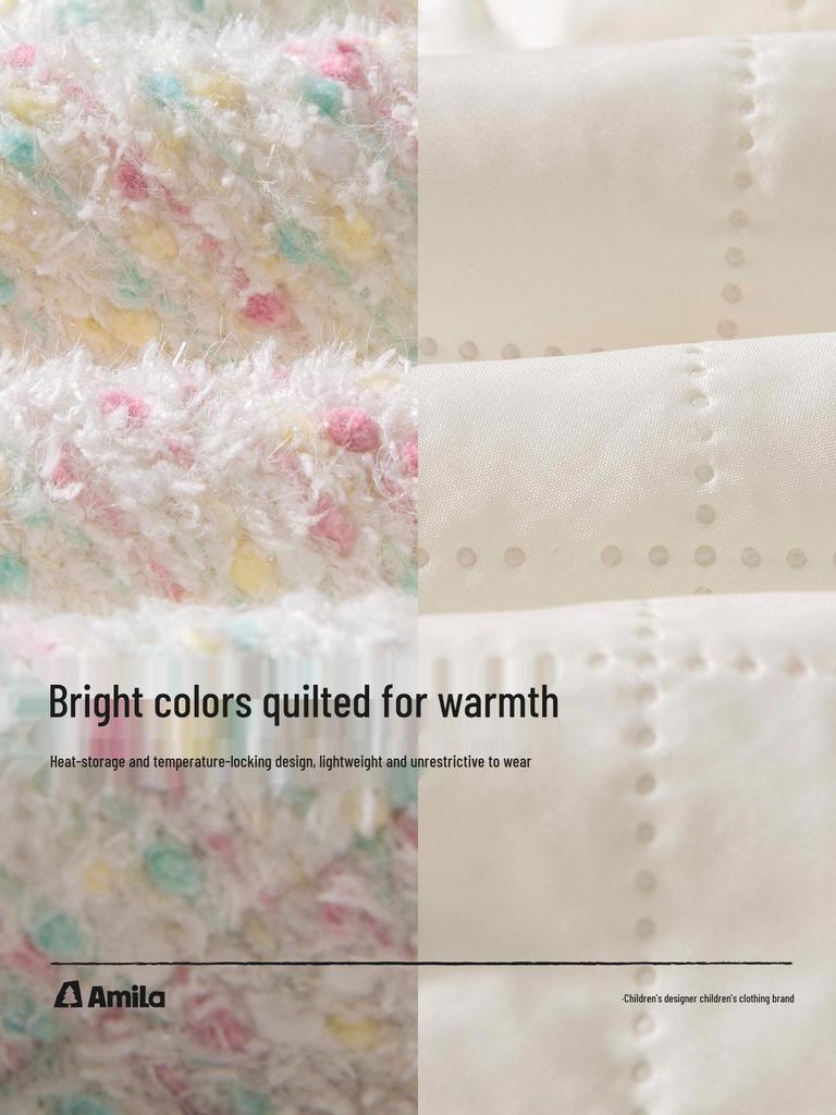 Tongbei 2025 Winter Girls' Sweet Bow Wool Sleeveless Dress